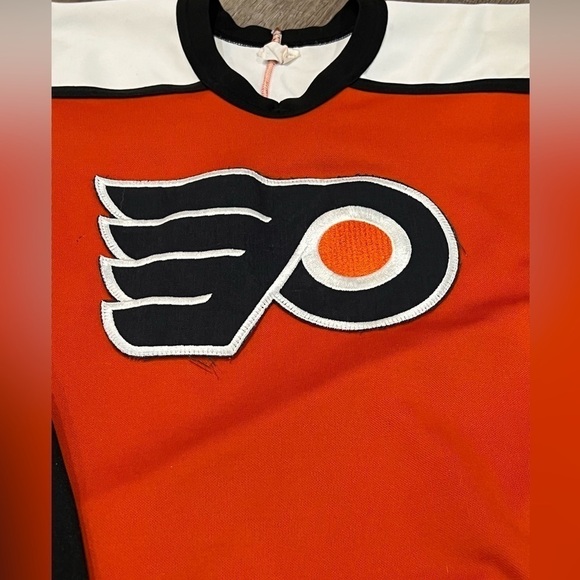 VTG Vintage 80’s Philadelphia Flyers NHL Maska Ultrafil Sz M Embroidered Jersey - Picture 2 of 10